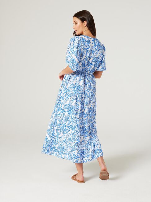 Sonny V-Neck Dress, Blue Botanical, hi-res