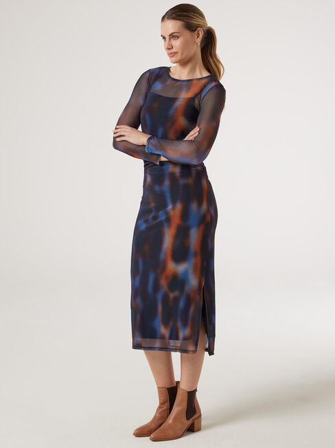 Denver Long Sleeve Dress, Print, hi-res