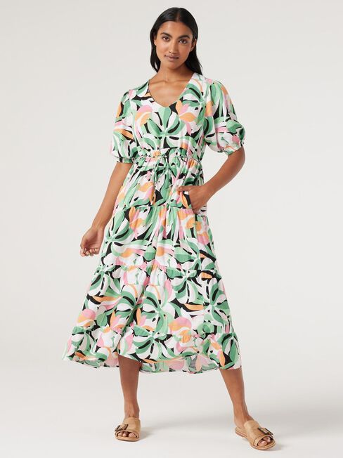 Sonny V-Neck Dress, Broadleaf Palm, hi-res