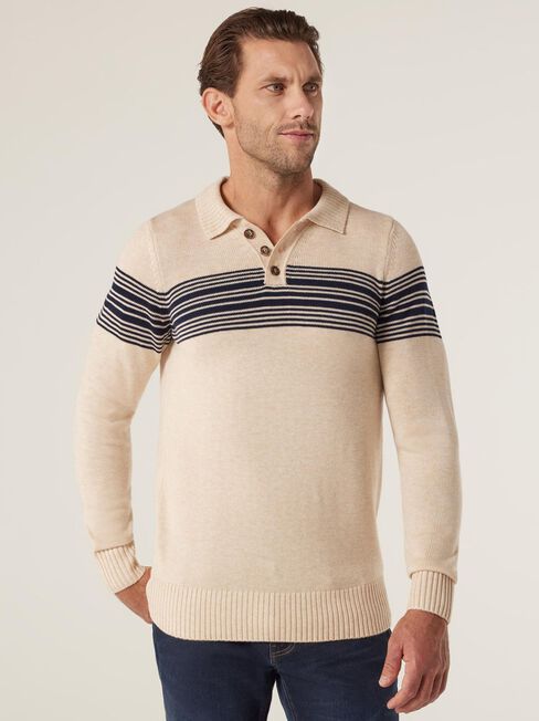Tommy Half Button Open Collar Knit