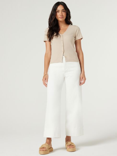 Fifi Button Front Textured Tee