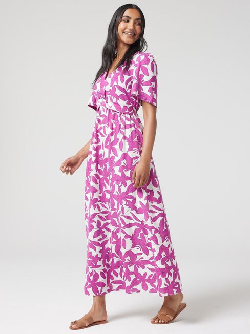 Tulip Twist Front Dress, Print, hi-res