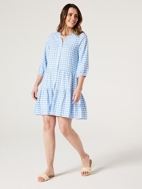 Kennedy Shirt Dress, Blue Gingham, hi-res