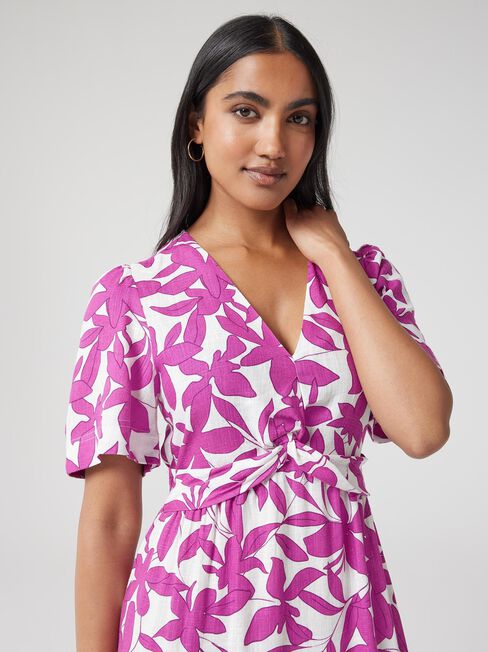 Tulip Twist Front Dress, Print, hi-res