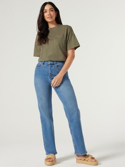 Relaxed Pocket Tee, Khaki, hi-res