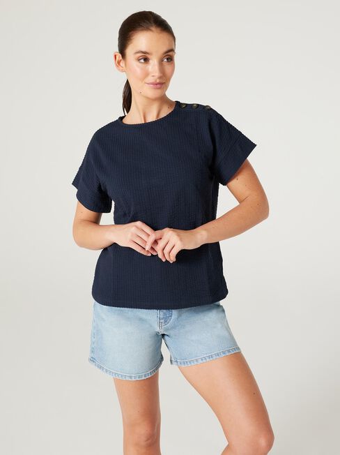 Louise Textured Button Detail Tee