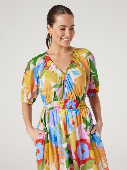Shiloh Peasant Dress, Multi, hi-res