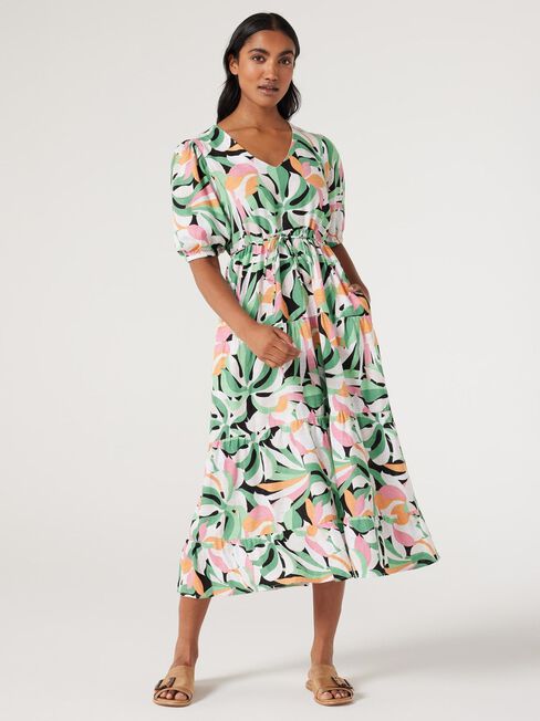 Sonny V-Neck Dress, Broadleaf Palm, hi-res