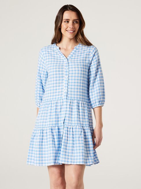 Kennedy Shirt Dress, Blue Gingham, hi-res