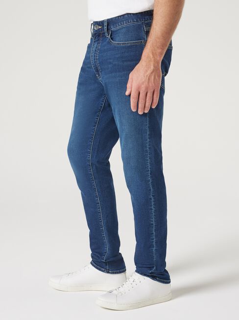 Knit Slim Tapered Jeans, Dark Indigo, hi-res