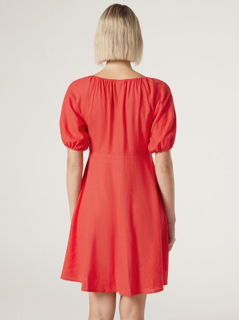 Jamila Button Thru Dress, Red, hi-res