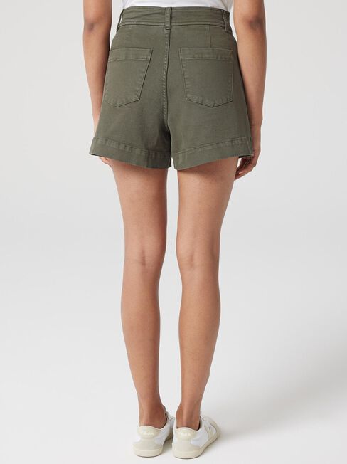 Georgia Tummy Trimmer Denim Short, Green, hi-res