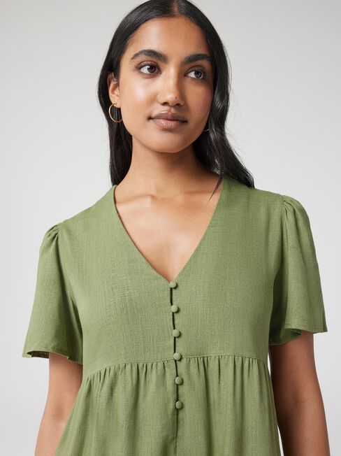 Billie Tiered Dress, Green, hi-res