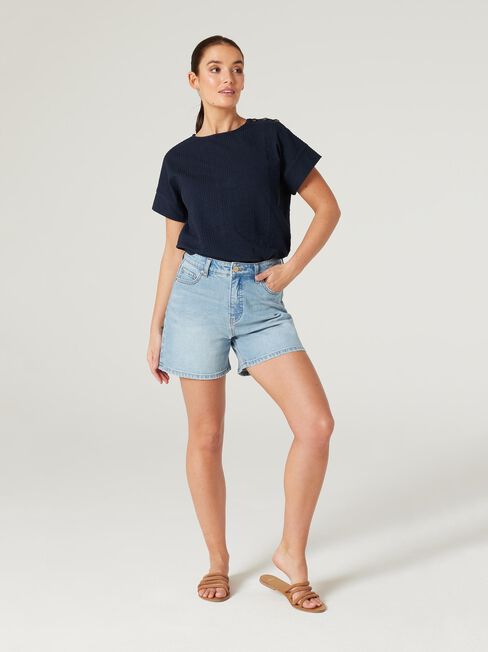 Louise Textured Button Detail Tee