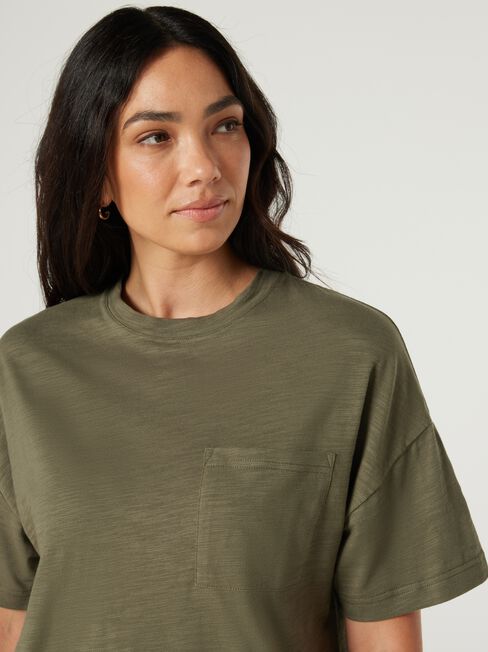 Relaxed Pocket Tee, Khaki, hi-res