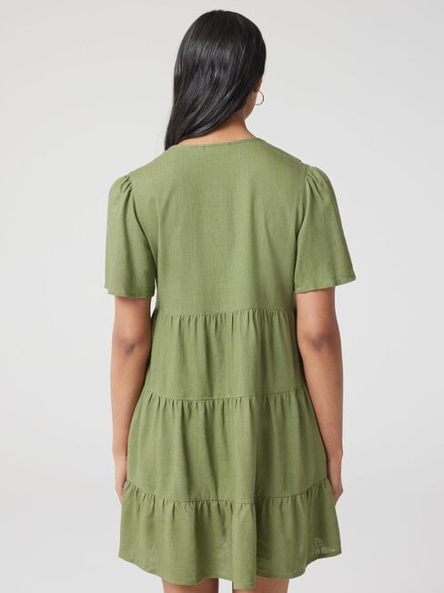 Billie Tiered Dress, Green, hi-res