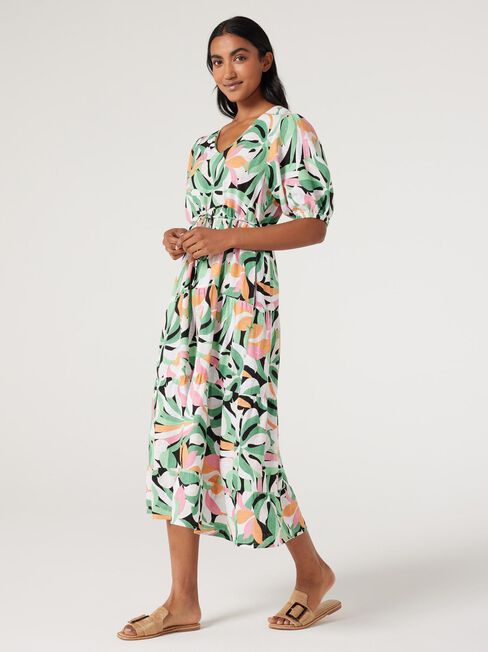 Sonny V-Neck Dress, Broadleaf Palm, hi-res
