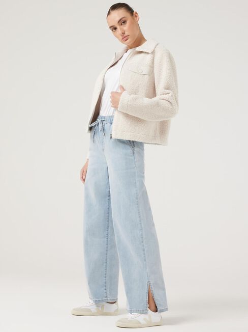 Hayley J-Luxe Split Hem Wide Leg Jeans
